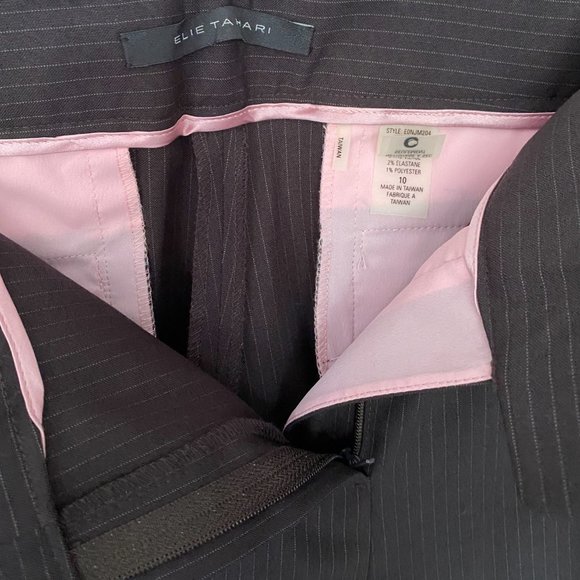 Elie Tahari Light Wool Casual Business Suit | Brown Black with Pink Accents - Picture 15 of 16